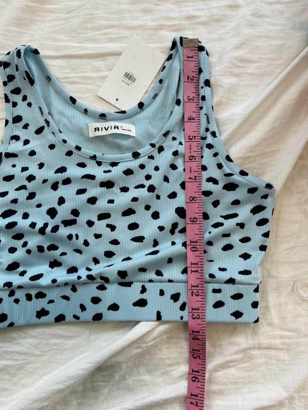 NWT RIVIR Two Piece Top Shorts Set Size Large Blue Black Dalmatian Print Active - Picture 4 of 9